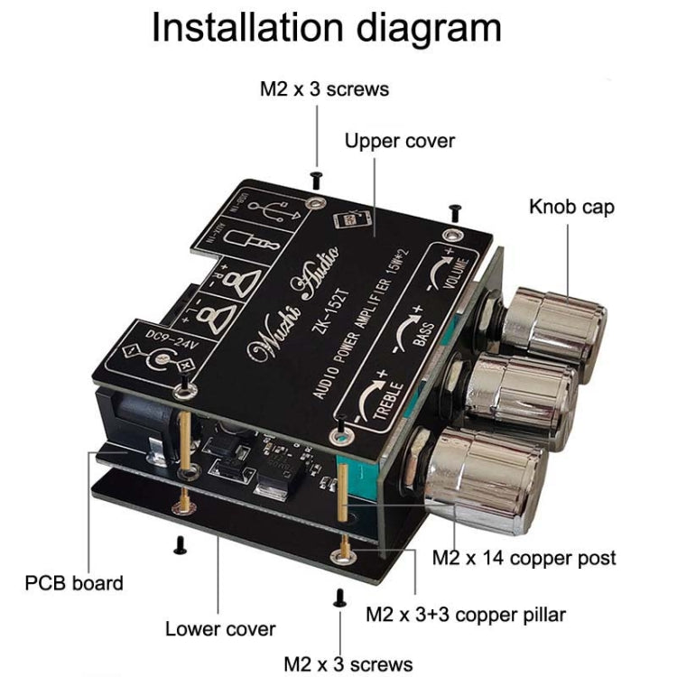 Mini Bluetooth 5.1 Receiving Audio Module With Power Amplifier Digital D Stereo Dual Channel, ZK-LT21, ZK-152, ZK-152T, ZK-302, ZK-302T