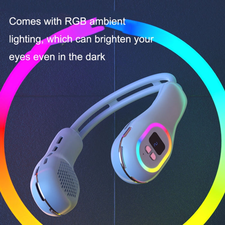 S57 Outdoor Sports RGB Hanging Neck Fan Folding Portable Mini Bladeless USB Fan, S57 Element White, S57 Mint Green, S57 Clove purple
