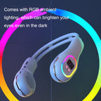 S57 Outdoor Sports RGB Hanging Neck Fan Folding Portable Mini Bladeless USB Fan, S57 Element White, S57 Mint Green, S57 Clove purple