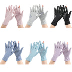 1pair Driving Sunscreen Anti-ultraviolet Thin Summer Ice Silk Dew Finger Non-slip Riding Gloves, Free Size