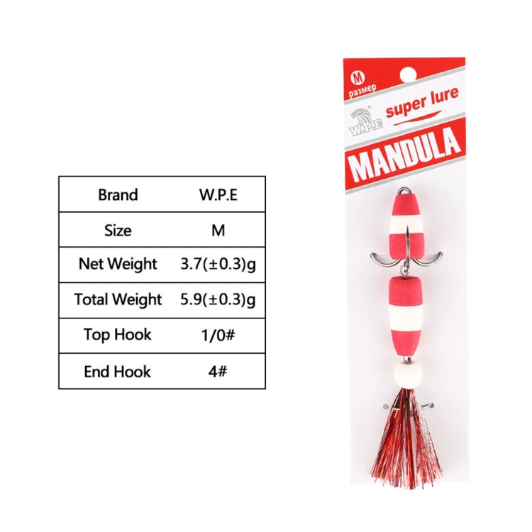 W.P.E PMG-M Foam Hook Soft Worm Bait Three Anchor Hook Fake Lures, M