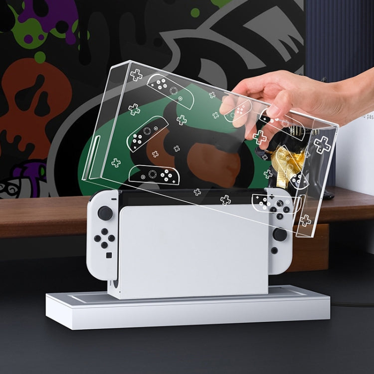 035 for Nintendo Switch/Oled Game Console Display Luminous Base Dustproof Cover, Spec:, Light Base, Transparent, White Label, Black Label, Handle, Jet Warrior, Noble