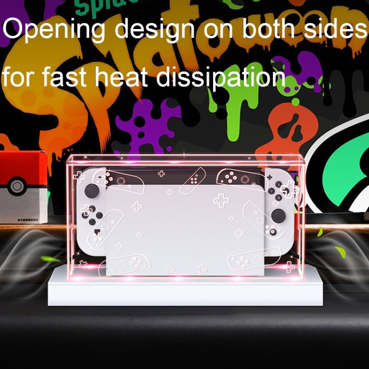035 for Nintendo Switch/Oled Game Console Display Luminous Base Dustproof Cover, Spec:, Light Base, Transparent, White Label, Black Label, Handle, Jet Warrior, Noble