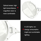 TS-9006 2.25X/5X USB Rechargeable Two-gears Brightness LED Light Desk Magnifier, 2.25X/5X