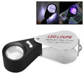 MG7802 10X 6LEDs + 7UV Lamps Jewelry Appreciation Magnifying Glass, Round 30X, Diamond 30X