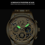 BINBOND 4010 Multifunctional Waterproof Hollowed Luminous Quartz Watch