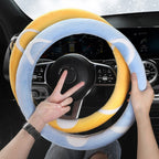 Car Steering Wheel Cartoon Short Fluff Handle Cover, 38cm