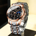 BINBOND B3591 30m Waterproof Luminous Calendar Men Watch, Rose Gold-Black, Rose Gold-White, Black Steel-Black, White Steel-Black, White Steel-White, Brown Leather-Rose-Black, Brown Leather-Rose-White, Black Leather-White-Black, Brown Leather-White-Whit...