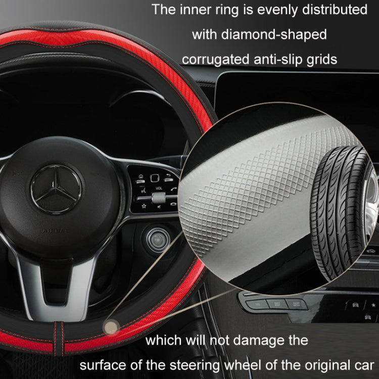 Car Steering Wheel Carbon Fiber Breathable Wear-resistant Leather Case, 38cm