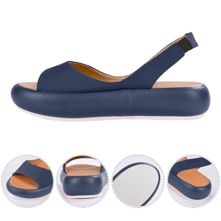 Women Fish Mouth Microfiber Elastic Band Wear-resistant Low-heel Sandals, 35, 36, 37, 38, 39, 40, 41, 42, 43