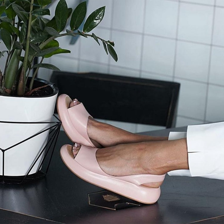 Women Fish Mouth Microfiber Elastic Band Wear-resistant Low-heel Sandals, 35, 36, 37, 38, 39, 40, 41, 42, 43