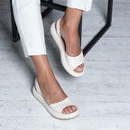 Women Fish Mouth Microfiber Elastic Band Wear-resistant Low-heel Sandals, 35, 36, 37, 38, 39, 40, 41, 42, 43