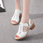 Women Summer Fish Mouth Flat Waterproof Tendon Sandals, 35, 36, 37, 38, 39, 40, 41, 42, 43