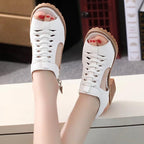Women Summer Fish Mouth Flat Waterproof Tendon Sandals, 35, 36, 37, 38, 39, 40, 41, 42, 43