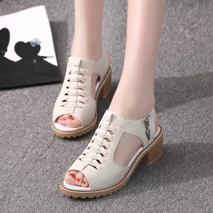 Women Summer Fish Mouth Flat Waterproof Tendon Sandals, 35, 36, 37, 38, 39, 40, 41, 42, 43