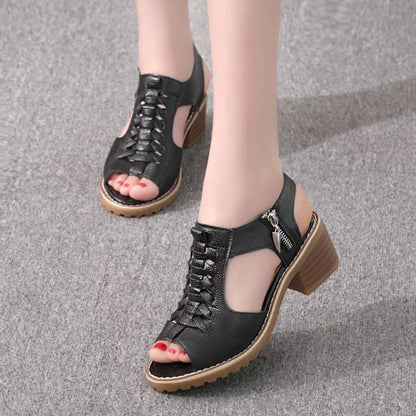 Women Summer Fish Mouth Flat Waterproof Tendon Sandals, 35, 36, 37, 38, 39, 40, 41, 42, 43