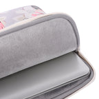H40-B01 White Rose Pattern Laptop Case Bag Computer Liner Bag With Handle, 12 Inch, 13 Inch, 14 Inch, 15 Inch