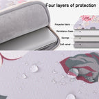 H40-B01 White Rose Pattern Laptop Case Bag Computer Liner Bag With Handle, 12 Inch, 13 Inch, 14 Inch, 15 Inch