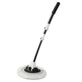Soft Hair Curved Rod Car Wash Long Handle Telescopic Mop, Black White, Black White Replacement Head