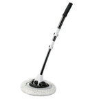 Soft Hair Curved Rod Car Wash Long Handle Telescopic Mop, Black White, Black White Replacement Head