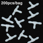 200pcs/bag Universal Car Spray Hose Connector Connection Tube Plastic Snap, Style:, Straight Type, T Type, Y Type