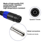 Audio Cable, 4 Core Ommus Female To 6.35mm Female, 4 Core Ommus Female To 6.35mm Male