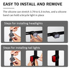 Bicycle Headlight Double T6 Lamp Beads + 16 LED Tail Light Set Rechargeable Helmet Warning Light