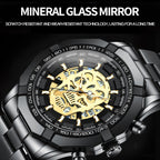 BINBOND S034 30M Waterproof Quartz Watch Skull Skeleton Luminous Watch