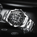 BINBOND S034 30M Waterproof Quartz Watch Skull Skeleton Luminous Watch