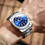 BINBOND B930 Metal Gear Luminous Quartz Watch 30M Waterproof Sports Watch, Rose Gold-Rose Gold, White Steel-Black, White Steel-Blue, White Steel-White