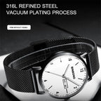 BINBOND B3820 30M Waterproof Ultra-thin Quartz Luminous Starry Watch, Black Net-Black-Starry, White Net-White-Starry, Black Leather-Black-Starry, Black Leather-White-Starry, Black Net-Rose Gold-Starry, Black Leather-Rose Gold-Starry                    ...