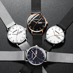 BINBOND B3820 30M Waterproof Ultra-thin Quartz Luminous Starry Watch, Black Net-Black-Starry, White Net-White-Starry, Black Leather-Black-Starry, Black Leather-White-Starry, Black Net-Rose Gold-Starry, Black Leather-Rose Gold-Starry                    ...