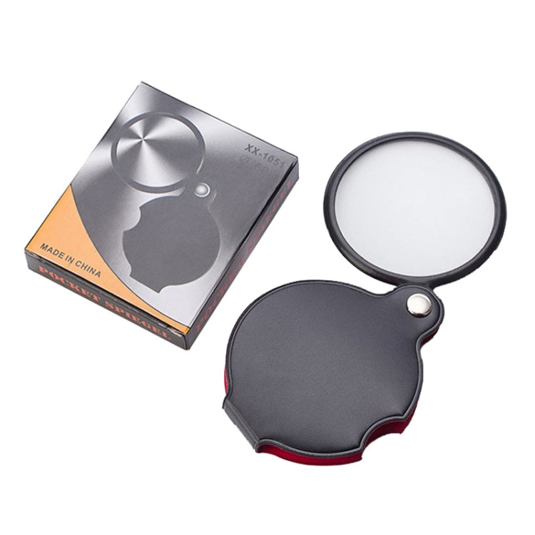 5pcs 50mm 8X Mini Leather Folding Magnifier, Leather Folding 8X