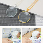 Metal Chain Round Expansion Mirror Glass Lens Necklace Magnifier, Round Necklace (Gold), Round Necklace (Silver)