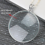 Metal Chain Round Expansion Mirror Glass Lens Necklace Magnifier, Round Necklace (Gold), Round Necklace (Silver)