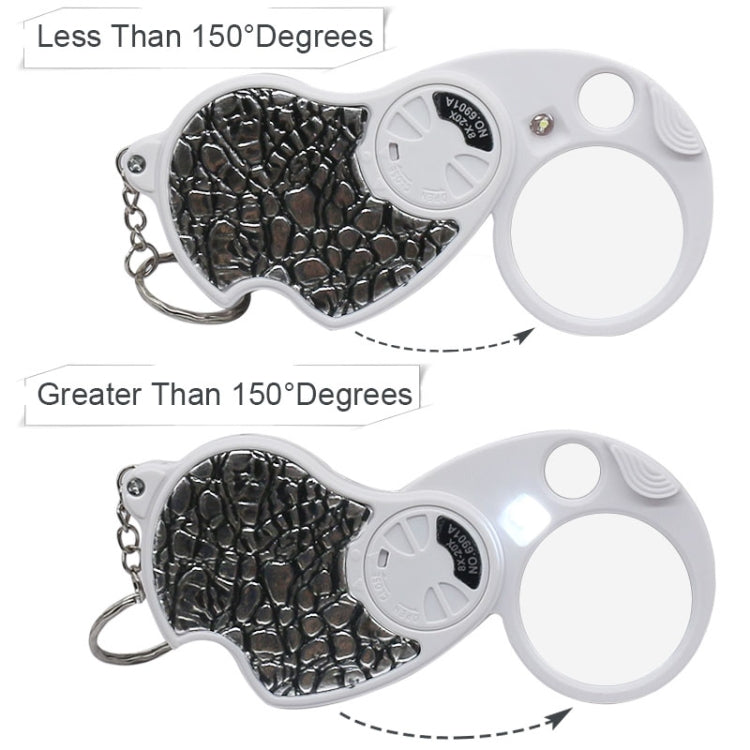 6901A 8X 20X Double Lens Folding Magnifier With LED Lamp and Keychain, Double Lens  8X 20X (Silver), Double Lens  8X 20X (Black)