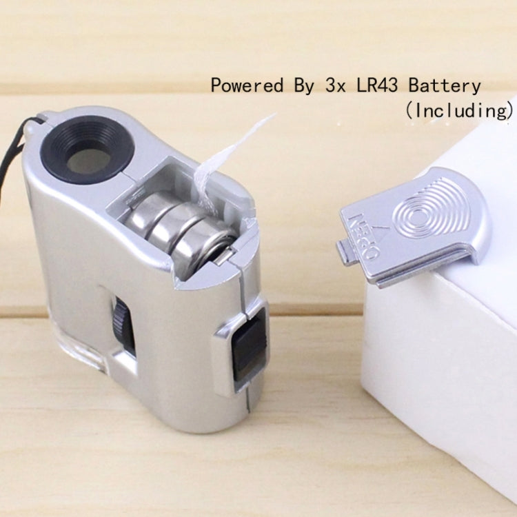 60X Portable Microscope With LED Lamp Jewelry Identification Magnifier With Leather Case Latch Rope, 9592