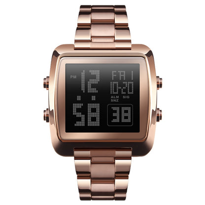 SKMEI 1369 Retro Waterproof Gold Watch Men Steel Belt Luminous Square Watch, 1369 Black, 1369 Rose Gold, 1369 Gold, 1369 Silver