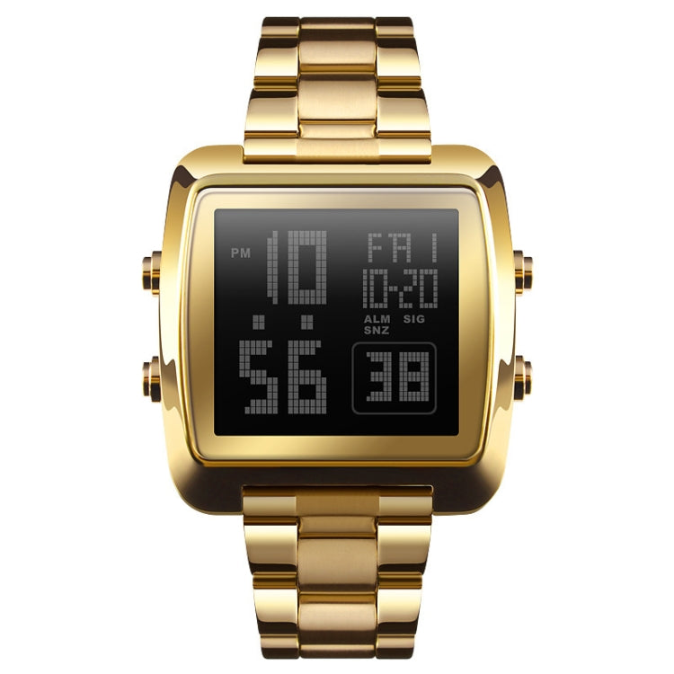 SKMEI 1369 Retro Waterproof Gold Watch Men Steel Belt Luminous Square Watch, 1369 Black, 1369 Rose Gold, 1369 Gold, 1369 Silver