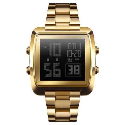 SKMEI 1369 Retro Waterproof Gold Watch Men Steel Belt Luminous Square Watch, 1369 Black, 1369 Rose Gold, 1369 Gold, 1369 Silver