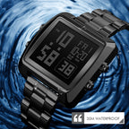 SKMEI 1369 Retro Waterproof Gold Watch Men Steel Belt Luminous Square Watch, 1369 Black, 1369 Rose Gold, 1369 Gold, 1369 Silver