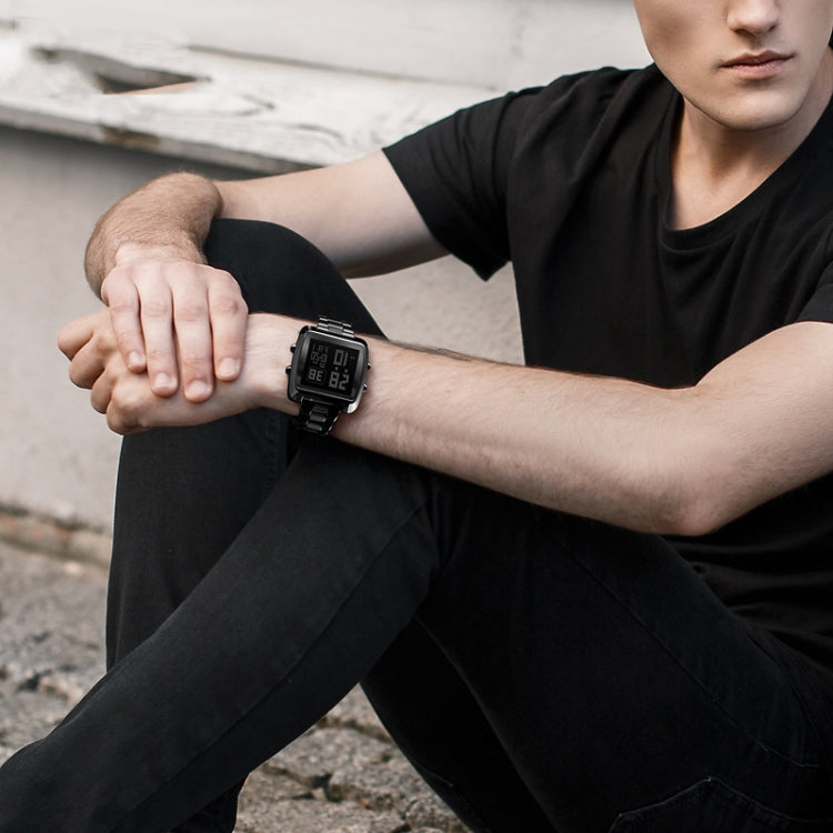 SKMEI 1369 Retro Waterproof Gold Watch Men Steel Belt Luminous Square Watch, 1369 Black, 1369 Rose Gold, 1369 Gold, 1369 Silver