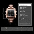 SKMEI 1369 Retro Waterproof Gold Watch Men Steel Belt Luminous Square Watch, 1369 Black, 1369 Rose Gold, 1369 Gold, 1369 Silver