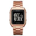 SKMEI 1879 Square Large Screen Men Steel Belt Multi-function EL Luminous Watch, Rose Gold, Gold, Silver, Black Black Machine, Black White Machine