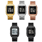 SKMEI 1879 Square Large Screen Men Steel Belt Multi-function EL Luminous Watch, Rose Gold, Gold, Silver, Black Black Machine, Black White Machine