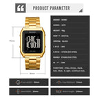 SKMEI 1879 Square Large Screen Men Steel Belt Multi-function EL Luminous Watch, Rose Gold, Gold, Silver, Black Black Machine, Black White Machine