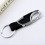 3pcs Men Car PU+Metal Keychain Waist Hanging Key Ring, PU+Metal