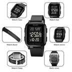 SKMEI 1858 Square Waterproof Digital Dual Display LED Luminous Watch, 1858 Red, 1858 Blue, 1858 Black, 1858 Rose Gold