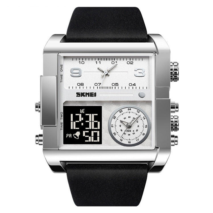 SKMEI 2020 Square Large Dial Triple Movement Men Sports Watch, 2020 Silver Shell Brown Belt Black Machine, 2020 Black Shell Black Belt White Machine, 2020 Amber, 2020 Transparent White, 2020 Silver Shell Black Belt Black Machine