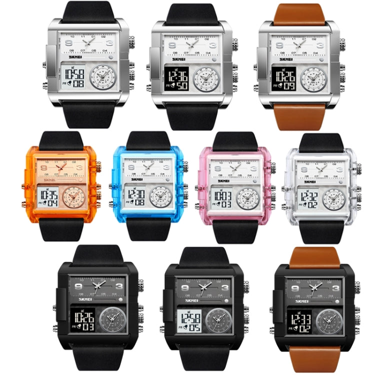 SKMEI 2020 Square Large Dial Triple Movement Men Sports Watch, 2020 Black Shell Black Belt Black Machine, 2020 Black Shell Black Belt White Machine, 2020 Black Shell Brown Belt Black Machine, 2020 Amber, 2020 Transparent Blue, 2020 Transparent Pink    ...